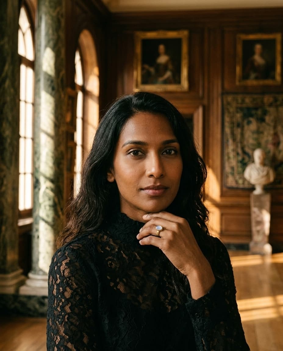 atrium studio — heritage archival ai jewelry photography, marble columns, gilt frames, estate aesthetic