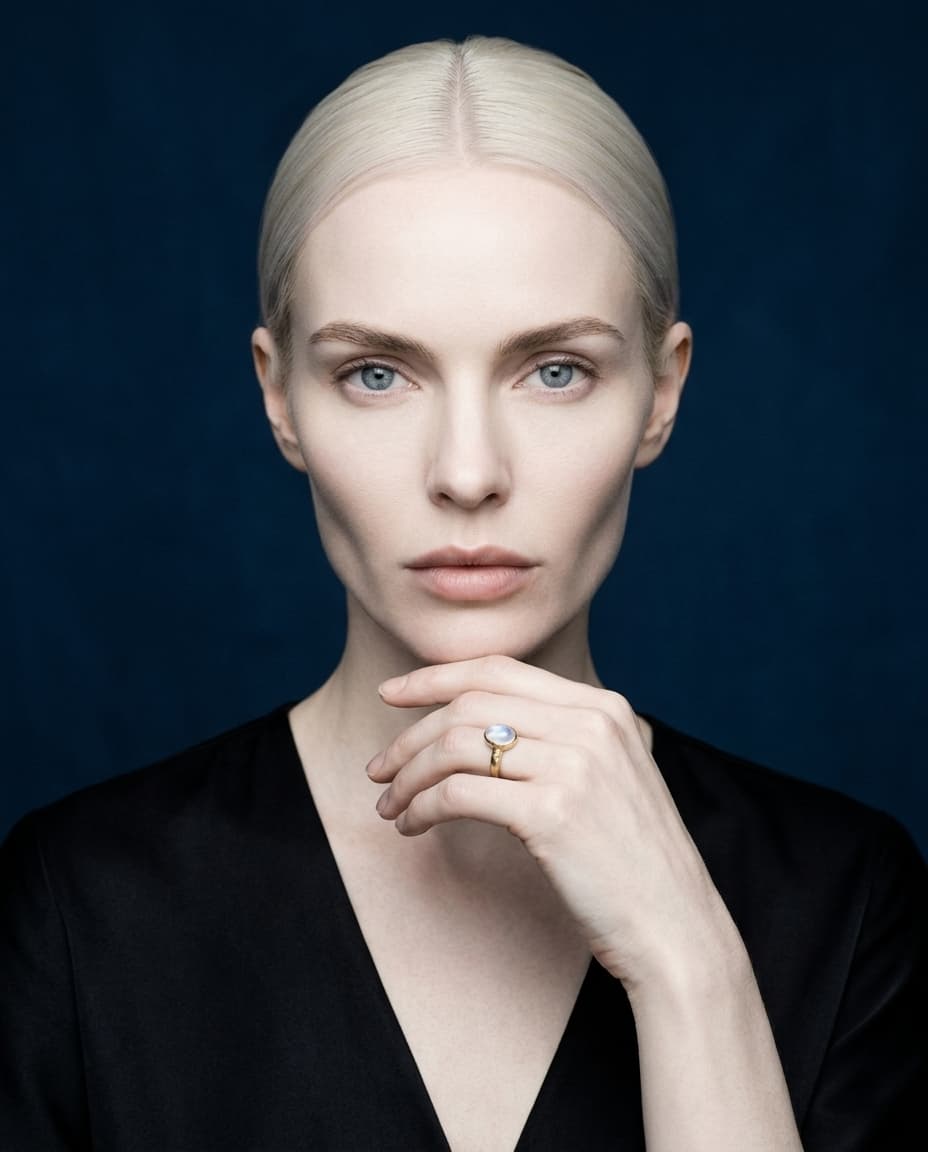 glacier studio — cold luxury ai jewelry photography, midnight navy, cartier-grade campaign aesthetic