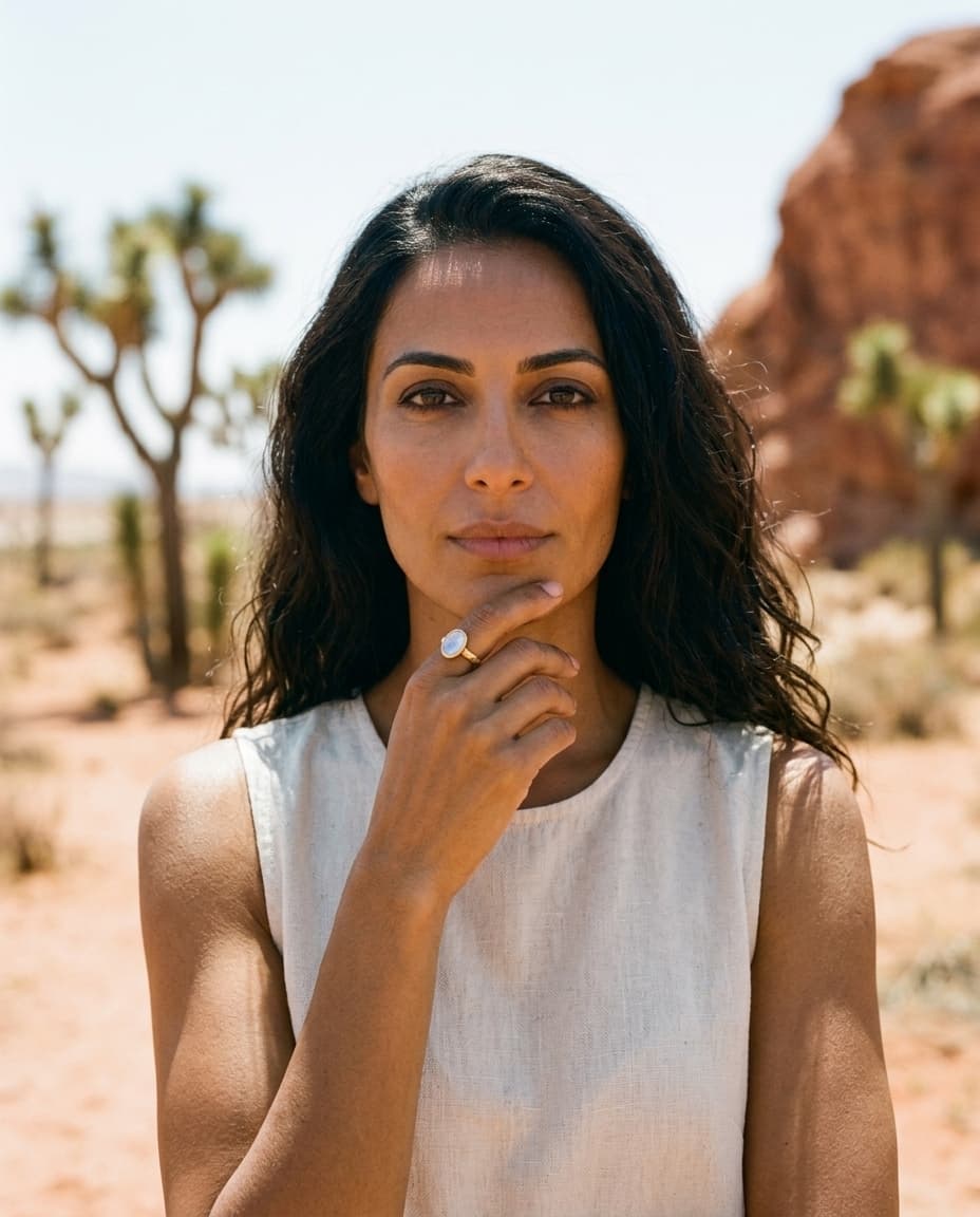 solstice studio — desert ai jewelry photography, joshua tree, terracotta, southwest aesthetic