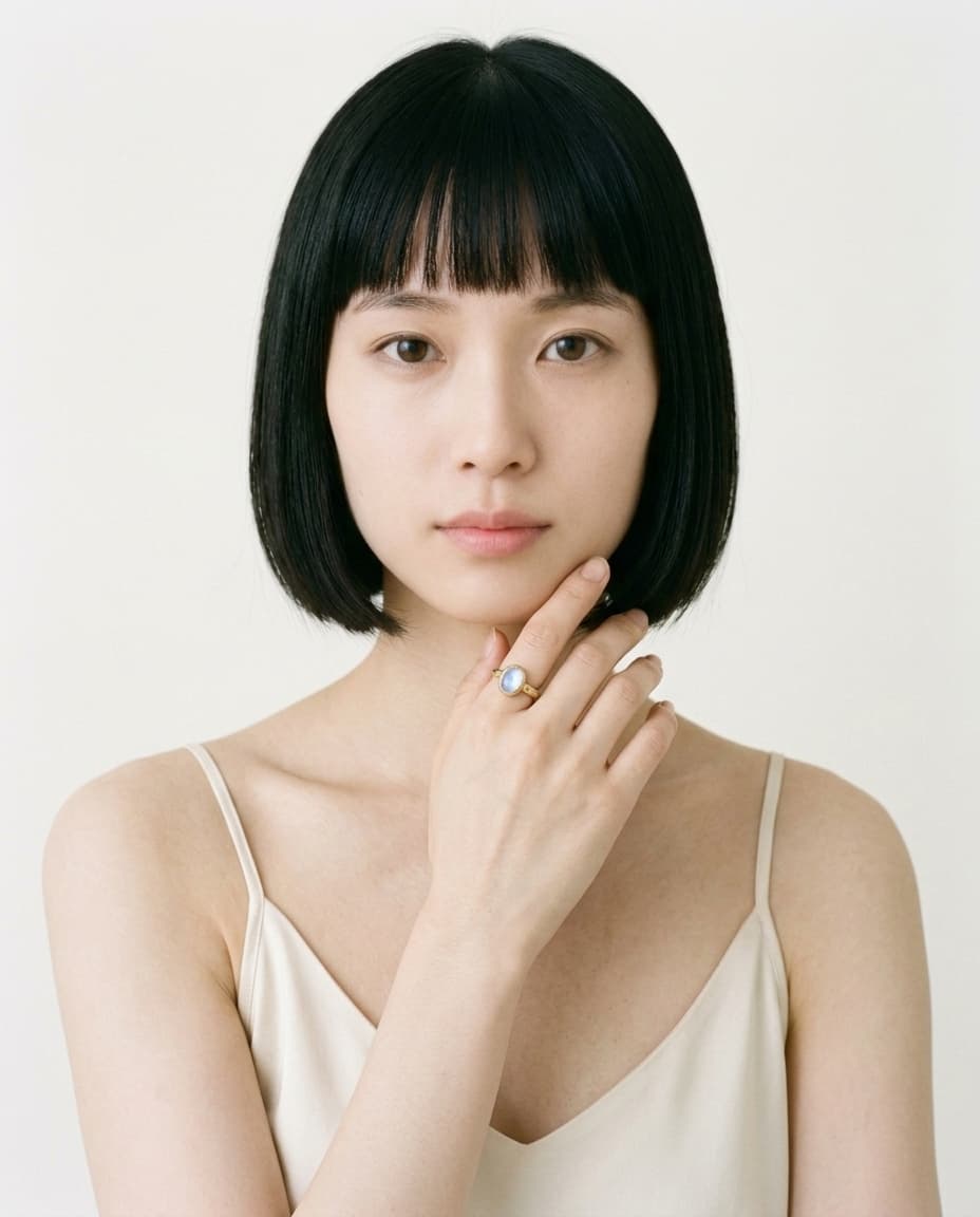 vellum studio — clean catalog ai jewelry photography, warm-white seamless, retailer-grade product hero